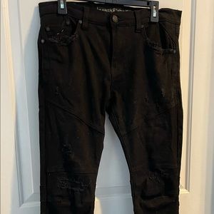 Heritage America Men’s Distressed Moto Jeans